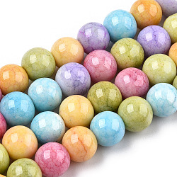 Opaque Crackle Glass Round Beads Strands, Imitation Stones, Round, Colorful, 10mm, Hole: 1.5mm, about 80pcs/strand, 30.31~31.10 inch(77~79cm)(X-GLAA-T031-10mm-01D)