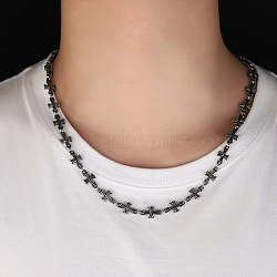 Fashionable Stainless Steel Cross Link Chain Necklaces for Women, Stainless Steel Color, 19.69 inch(50cm)(WG7A74C-01)