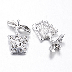 Tibetan Style Alloy Pendants, Lead Free, Nickel Free and Cadmium Free, Antique Silver, Plant in Pot, 25x13x2mm, Hole: 2mm, about 374pcs/727g(TIBEP-EA11941YKG-AS-FF)