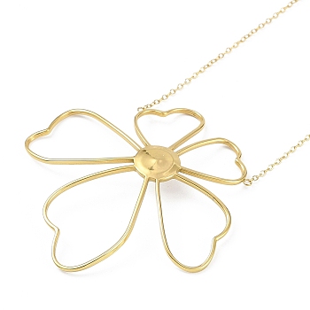 Ion Plating(IP) 304 Stainless Steel Cable Chain Flower Pendant Necklaces for Women, with Plastic, Golden, 17.32 inch(44cm)