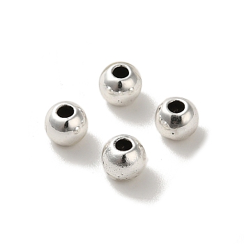 Alloy Spacer Beads, Cadmium Free & Lead Free, Round, Platinum, 4x3.5mm, Hole: 1.4mm, about 5263pcs/1000g