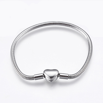 304 Stainless Steel European Style Chains Bracelet Making, with Clasps, Stainless Steel Color, 6-1/4 inch(160mm), 3mm