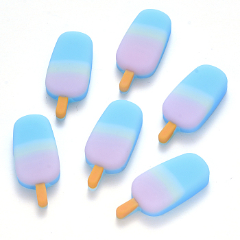 Resin Cabochons, Ice-lolly, Light Sky Blue, 37x16x7mm