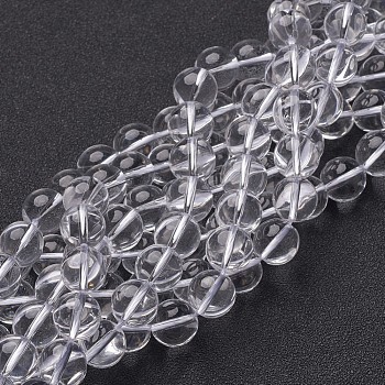 Synthetic Quartz Crystal Beads Strands, Round, Clear, 4mm, Hole: 0.8mm, about 96~100pcs/strand, 15.5 inch