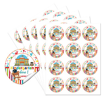 5 Sheets Round Dot PVC Waterproof Decorative Sticker Labels, Self Adhesive Car & Word Decals for Sealing Bag Decoration, Bear, 232x175x0.2mm, Sticker: 50mm, 12pcs/sheet