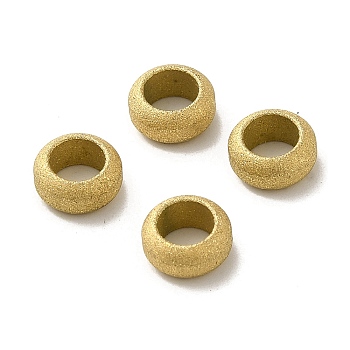 304 Stainless Steel European Beads, Large Hole Beads, Textured, Rondelle, Golden, 8x4mm, Hole: 4.8mm