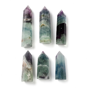 Tower Natural Fluorite Healing Stone Wands, Energy Balancing Meditation Therapy Decors, Hexagon Prism, 23~27x17~24x37~89mm