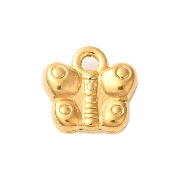 Ion Plating(IP) 304 Stainless Steel Charms, Butterfly Charms, Real 18K Gold Plated, 12x13x4mm, Hole: 1.8mm