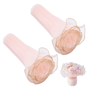 2 Bags Organza Flower Wrapping Cloth, Flower Bouquet Wrapping Paper Decoration, Pink, 272~300x0.1~0.5mm, about 4.5yard/bag