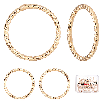 50Pcs Long-Lasting Plated Brass Open Jump Rings, Nickel Free, Twisted Ring, Real 18K Gold Plated, 18 Gauge, 12x1mm, Inner Diameter: 10mm