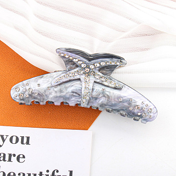 Starfish Cellulose Acetate Claw Hair Clips, Rhinestones Style Hair Accessories for Women & Girls, Gray, 120x40x55mm