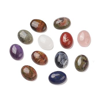 Natural & Synthetic Mixed Gemstone Cabochons, Half Oval, 20x15x6mm
