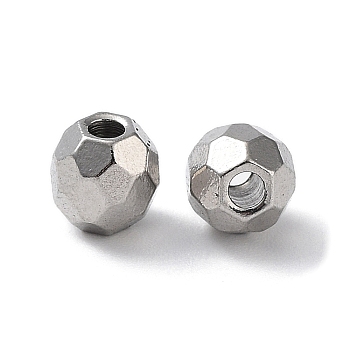 303 Stainless Steel Beads, Diamond Cut, Round, Stainless Steel Color, 6mm, Hole: 1.8mm