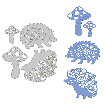 Autumn Carbon Steel Cutting Dies Stencils, for DIY Scrapbooking, Photo Album, Decorative Embossing Paper Card, Stainless Steel Color, Hedgehog, 121x130x0.8mm