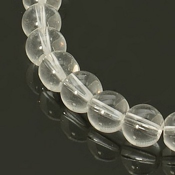 Round Transparent Clear Glass Beads Strands, 8mm, Hole: 1mm, about 40pcs/strand, 11~12 inch
