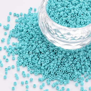 Glass Cylinder Beads, Seed Beads, Baking Paint, Round Hole, Dark Turquoise, 1.5~2x1~2mm, Hole: 0.8mm, about 45000pcs/bag, about 1pound/bag