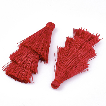 Polyester Tassel Big Pendant Decorations, Red, 65~72x25~28mm