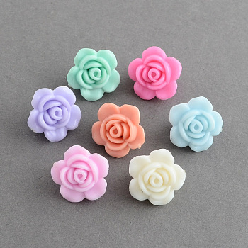Rose Flower Acrylic Multi-Strand Links, Mixed Color, 19x18.5x12mm, Hole: 2.5mm, about 375pcs/500g
