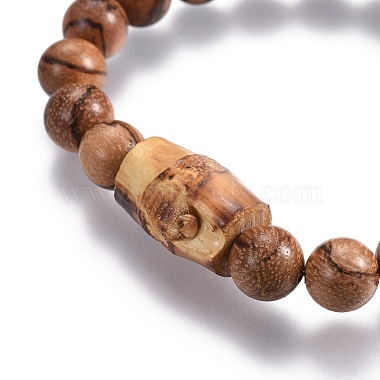 Men's Wood Beads Stretch Bracelets(BJEW-JB04121-02)-2