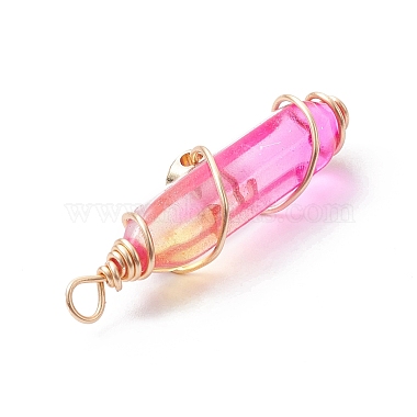 2Pcs 2 Style Two Tone Glass Double Terminated Point Beads Pendants Set(PALLOY-JF02538)-5