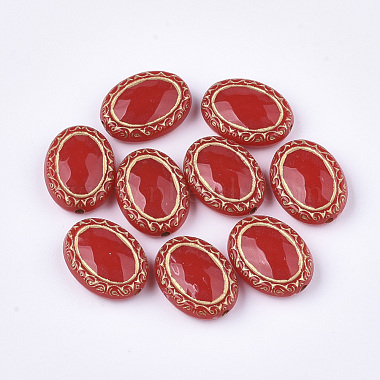 18mm Red Oval Acrylic Beads