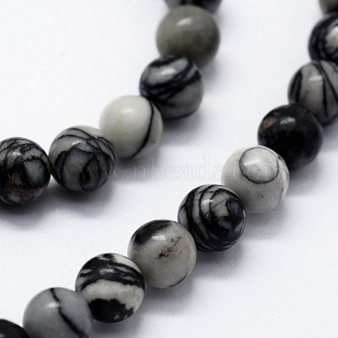 Natural Black Silk Stone/Netstone Beads Strands(X-G-I199-11-8mm)-3