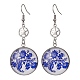 Blue Glass Flat Round & Alloy Star Dangle Earrings(EJEW-JE05402)-2
