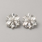 Alloy Rhinestone Shank Bottons, Flower, Silver, 20x19x8mm, Hole: 2mm(BUTT-WH0024-030S)