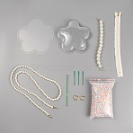 DIY Flower-shaped Purse Making Kit, Including with Bag Frames & Cover, Handles, Zippers, Alloy Crochet Hooks, Plastic Needles & Mark Buckles, Iron D-rings, Foam, Mixed Color, 0.4~114x0.4~18.3x0.2~4cm, Hole: 6~6.5mm, 16pcs/set(DIY-WH0019-41)
