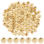 100Pcs  Brass Grooved Beads, Nickel Free, Round, Real 14K Gold Plated, 8mm, Hole: 1.8mm(KK-BBC0028-39)