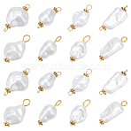 80Pcs 8 Styles Jewelry Making Findings Kits including ABS Plastic Imitation Pearl Pendants & Connector Charms, Nuggets, with Golden Iron Iron Flat Head Pins & 304 Stainless Steel Eye Pins, White, 21~26mm, Hole: 2.5~3mm, 10pcs/style(PALLOY-WR00022)