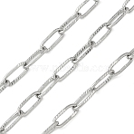 304 Stainless Steel Textured Cable Chains, Soldered, with Spool, Stainless Steel Color, 10x4x1mm(CHS-G050-07P)