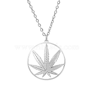 Stainless Steel Pendant Necklace for Women, Leaf, Stainless Steel Color, 17.72 inch(45cm)(BJ4908-2)