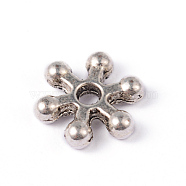 Flower Alloy Spacer Beads, Lead Free & Cadmium Free, Antique Silver, 7x2mm, Hole: 1.5mm(X-PALLOY-ZN152-AS-RS)