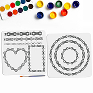 US 1 Set Chain PET Hollow Out Drawing Painting Stencils, for DIY Scrapbook, Photo Album, with 1Pc Art Paint Brushes, Mixed Shapes, 300x300mm, 2pcs/style(DIY-MA0004-42A)