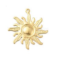 Brass Pendants, Sun, Golden, 33x30x1.5mm, Hole: 1.5mm(KK-G423-07G)