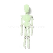 Halloween Luminous PVC Skeleton Pendants, Glow in the Dark, with Iron Link Rings, Aquamarine, 100x26.5x15mm, Hole: 1.6mm(HJEW-B007-01)