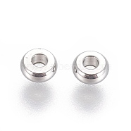 304 Stainless Steel Spacer Beads, Flat Round, Stainless Steel Color, 4x1.7mm, Hole: 1.4mm(STAS-F205-02P-A)
