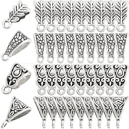 160Pcs 4 Styles Tibetan Style Zinc Alloy Tube Bails, Loop Bails, Scarf Bail Beads, Lead Free & Cadmium Free, Mixed Shape, Antique Silver, 13.5~15.5x6.5~10x4.5~8.5mm, Hole: 1.5~2mm, 40Pcs/style(TIBE-SP0001-05)