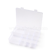 Plastic Removable Bead Containers, with Lid, 14 Compartments, Rectangle, White, 20.8x17x4cm, Hole: 19x6mm, Inner Diameter: 4x4cm(CON-C016-01)