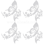 PVC Butterfly Car Decals, Reflective Car Rearview Mirror Stickers, White, 157~163x145~148x0.2~0.3mm(ST-WH0005-02A)