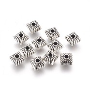 Tibetan Style Spacer Beads, Square, Lead Free & Cadmium Free, Antique Silver, 7x7x6.5mm, Hole: 1mm(LF5162Y)