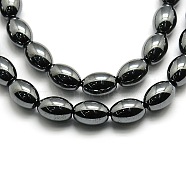 Non-magnetic Synthetic Hematite Oval Beads Strands, Grade AA, 9x6mm, Hole: 1mm, about 43pcs/strand, 16 inch(G-F161-32C)