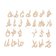 Brass Micro Pave Clear Cubic Zirconia Charms, Cadmium Free & Lead Free, Real 14K Gold Plated, Letter, Letter A~Z, 11x8x1.8mm, Hole: 1.8mm, 26pcs/set(KK-A158-01G)