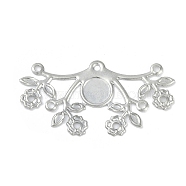 Iron Pendants, Flower, Platinum, 25.5x49.5x1mm, Hole: 2mm(IFIN-R001-12P)