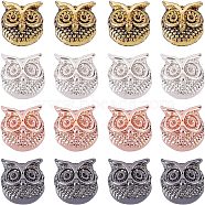 Owl Alloy Beads, Mixed Color, 11x11x9mm, Hole: 1.5mm, 32pcs/box(PALLOY-FH0001-07-RS)