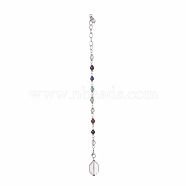 Natural & Synthetic Gemstone Chakra Pointed Dowsing Pendulums, Also as Bracelet, with 304 Iron Cable Chains, Platinum, 260mm(PALLOY-JF02089)