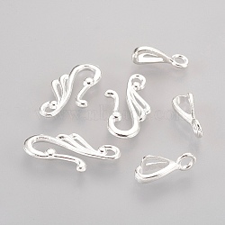 Tibetan Style Hook and Eye Clasps, Lead Free and Cadmium Free, about 12mm wide, 25mm long, Bar: 16mm long, hole: 3mm, LF1157Y, Silver Color Plated(K08ZJ021)