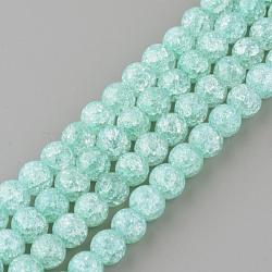 Synthetic Crackle Quartz Beads Strands, Round, Dyed, Pale Turquoise, 8mm, Hole: 1mm, about 50pcs/strand, 15.7 inch(X-GLAA-S134-8mm-11)