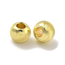 Brass Spacer Beads, Corrugated Beads, Long-Lasting Plated, Lead Free & Cadmium Free, Round, Real 14K Gold Plated, 4mm, Hole: 1.6mm(KK-L075-001LG-02)